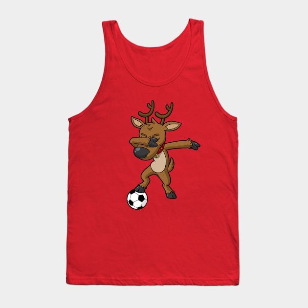 Soccer Reindeer Christmas Dab Dance Tank Top by E